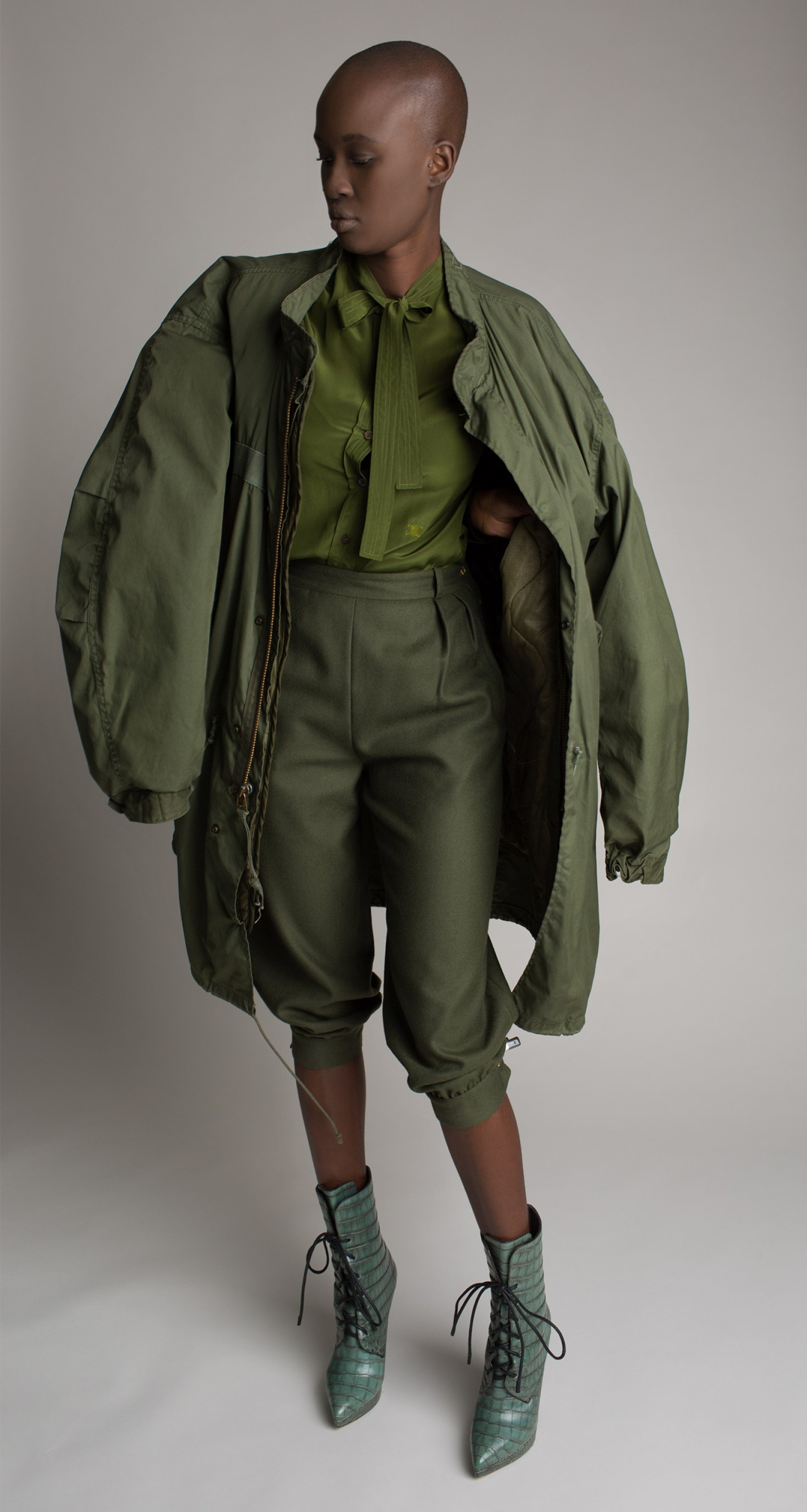 Vintage Army Green Wool Gauchos